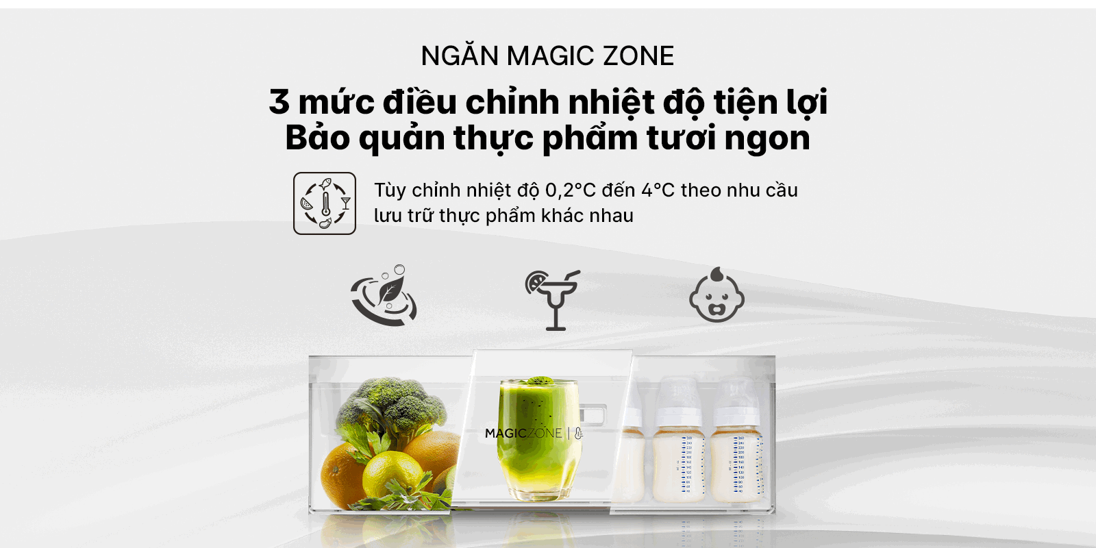 dieeuf chỉnh 3 mức nhiệt độ , bảo quản nhiều loại thực phẩm khác nhau